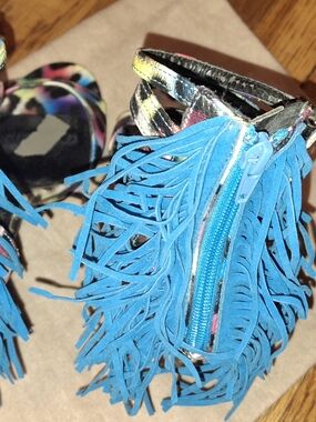 Steve Madden Blue Fringe Sandals